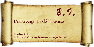 Belovay Iréneusz névjegykártya